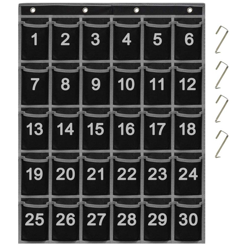 Eamay 30 Numbered Classroom Pocket Charts for Cell Phones and Calculators Holder Wall Door Mount Hanging Organizer - Image 1